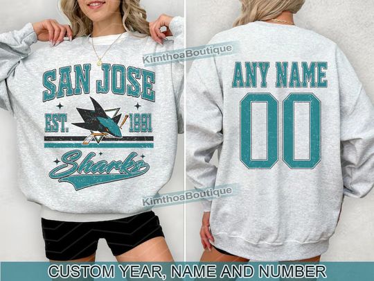 San Jose Sharks Sweatshirt | San Jose Sharks Merch | Vintage San Jose Hockey shirt | Personalized San Jose hockey tee | Hockey Gift
