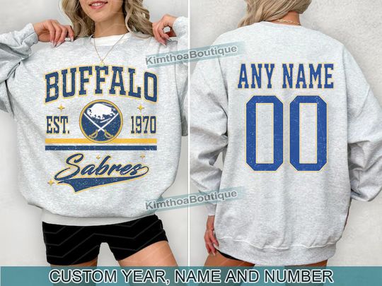 Discover Buffalo Sabres Sweatshirt | Buffalo Sabres Merch | Vintage Buffalo Hockey shirt | Personalized Buffalo hockey tee | Hockey Gift