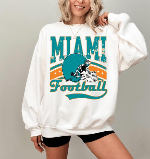 Discover Miami Football Vintage, Retro Miami Football Crewneck Sweatshirt