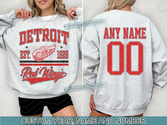 Detroit Red Wings Sweatshirt | Detroit Red Wings Merch | Vintage Detroit Hockey shirt | Personalized Detroit hockey tee | Hockey Gift