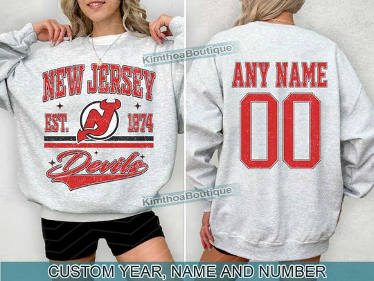Discover New Jersey Devils Sweatshirt | New Jersey Devils Merch | Vintage New Jersey Hockey shirt | Personalized New Jersey hockey tee | Hockey Gift