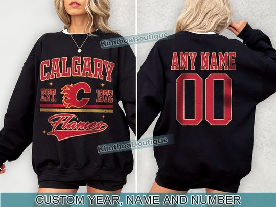 Discover Calgary Flames Sweatshirt | Calgary Flames Merch | Vintage Calgary Hockey shirt | Personalized Calgary hockey tee | Hockey Gift