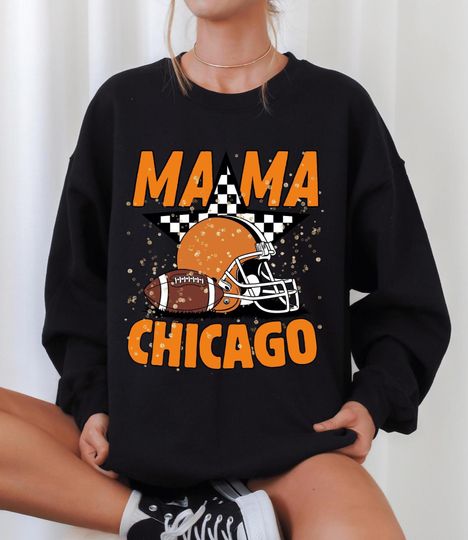 Discover Mama Chicago Football Sweatshirt | Cute Game Day Football Mama Fan Apparel