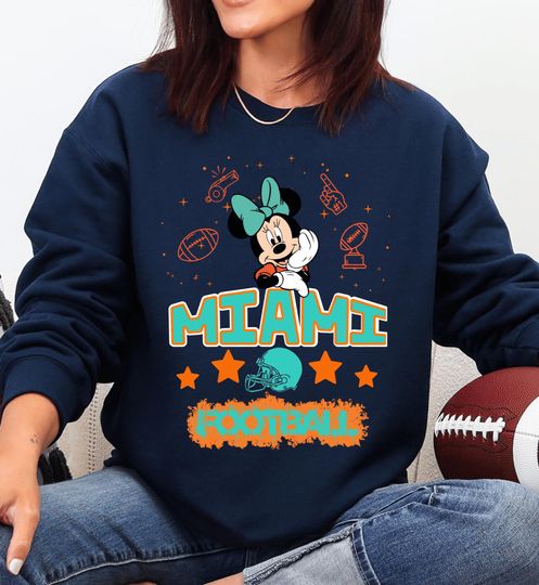 Discover Miami Football Minnie Sweatshirt, Disney Miami Kids Game Day Tee