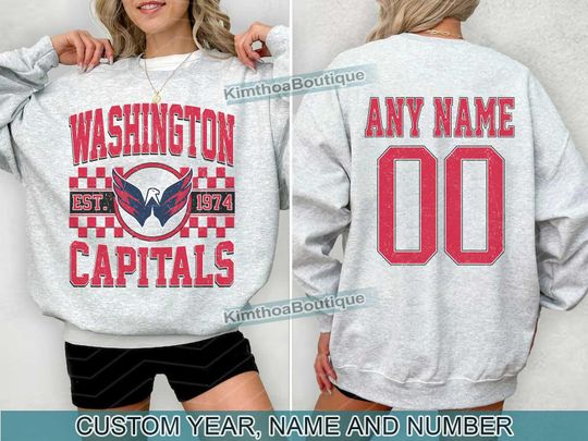 Discover Washington Capitals Sweatshirt , Vintage Capitals tee, Washington Hockey Fan shirt,  Custom Number,  Capitals Hockey