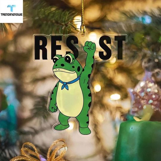 Discover Resistance Frog Ornament, Funny Christmas Tree Hanging, Cartoon Protest Animal, Unique Holiday Decor, Frog Lover Gift