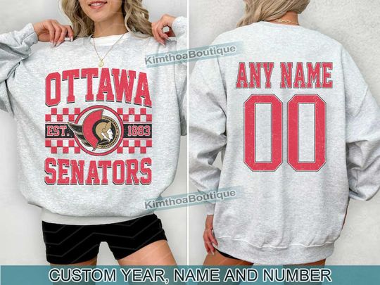 Discover Ottawa Senators Sweatshirt , Vintage Senators tee, Ottawa Hockey Fan shirt,  Custom Number,  Senators Hockey