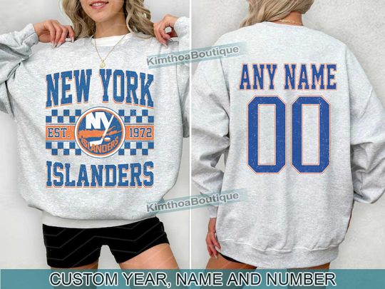 Discover New York Islanders Sweatshirt , Vintage Islanders tee, New York Hockey Fan shirt,  Custom Number,  Islanders Hockey