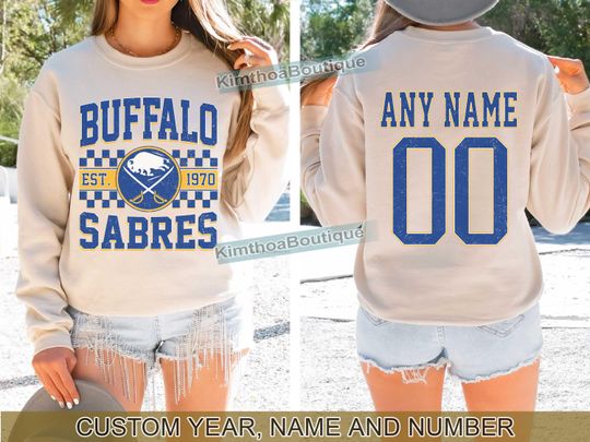 Discover Buffalo Sabres Sweatshirt , Vintage Sabres tee, Buffalo Hockey Fan shirt,  Custom Number,  Sabres Hockey
