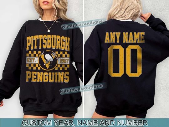 Discover Pittsburgh Penguins Sweatshirt , Vintage Penguins tee, Pittsburgh Hockey Fan shirt,  Custom Number,  Penguins Hockey