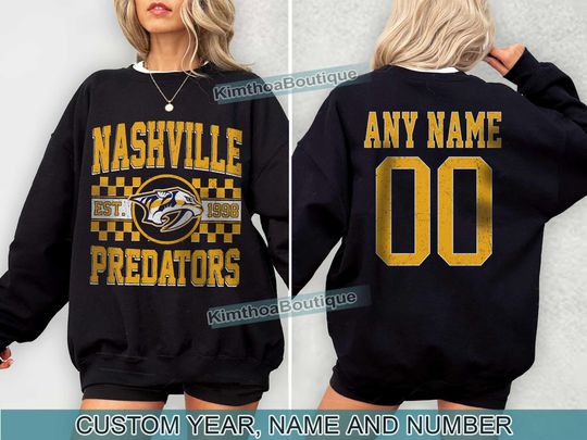 Discover Nashville Predators Sweatshirt , Vintage Predators tee, Nashville Hockey Fan shirt,  Custom Number,  Predators Hockey