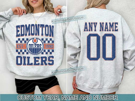 Discover Edmonton Oilers Sweatshirt , Vintage Oilers tee, Edmonton Hockey Fan shirt,  Custom Number,  Oilers Hockey