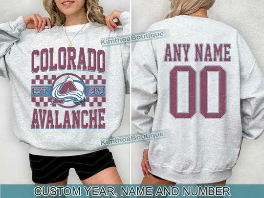 Discover Colorado Avalanche Sweatshirt , Vintage Avalanche tee, Colorado Hockey Fan shirt,  Custom Number,  Avalanche Hockey