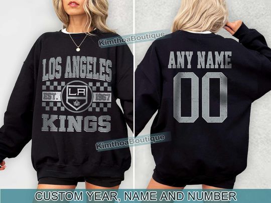 Los Angeles Kings Sweatshirt , Vintage Kings tee, Los Angeles Hockey Fan shirt,  Custom Number,  Kings Hockey