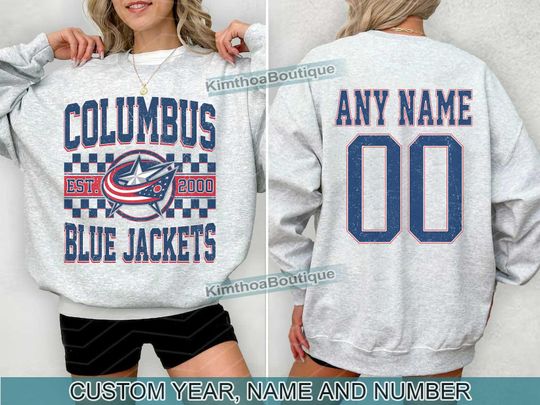 Discover Columbus Blue Jackets Sweatshirt , Vintage Blue Jackets tee, Columbus Hockey Fan shirt,  Custom Number,  Blue Jackets Hockey