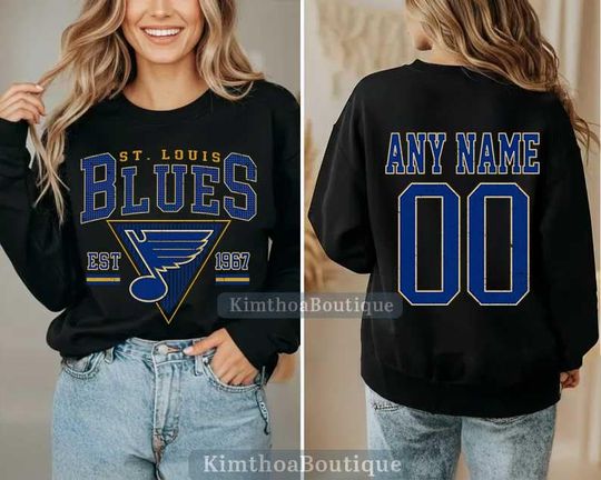 St. Louis Blues Sweatshirt , Vintage Blues tee, St. Louis Hockey Fan shirt,  Custom Number,  Blues Hockey