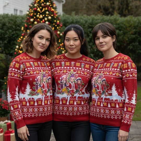 Discover Anime Ugly Christmas Sweater, Character Sweater, Xmas Gift For Men Women, Holiday Knitted Sweater Gift