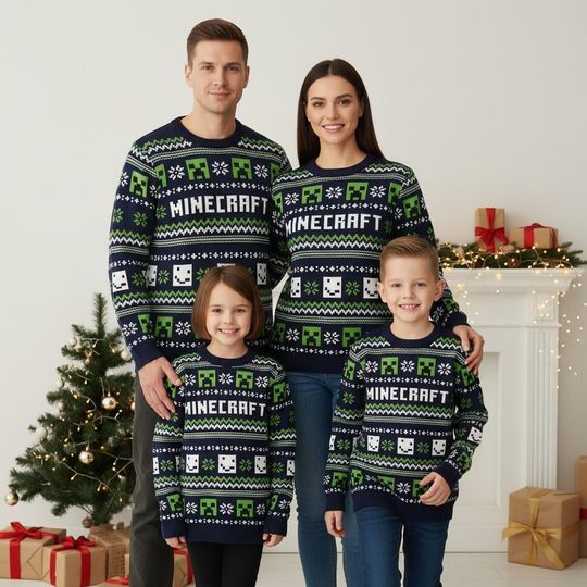 Discover Minecraft Christmas Ugly Sweater, Family Matching Sweater, Xmas Game Gift