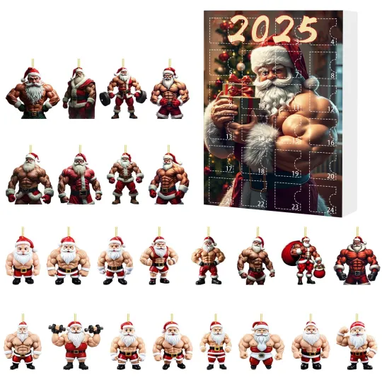 Discover Countdown Muscle Christmas Santa Claus Advent Calendar – 24 Days 2D Blind Boxes