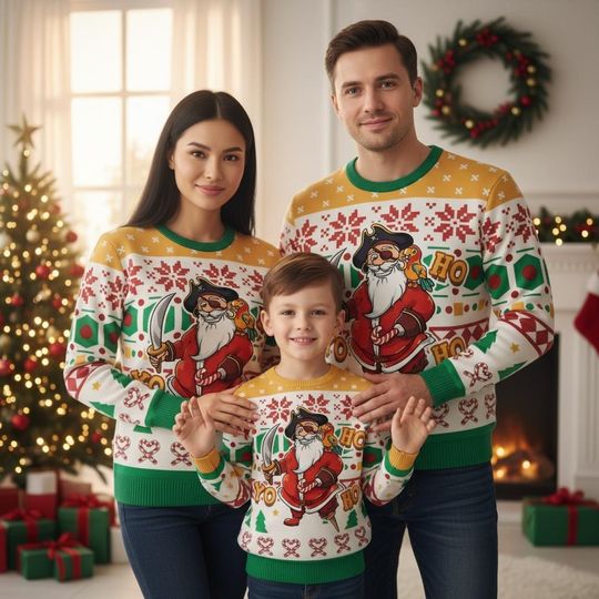 Discover Pirate Santa Ugly Christmas Sweater, Funny Xmas Sweater, Holiday Gift for Men Women