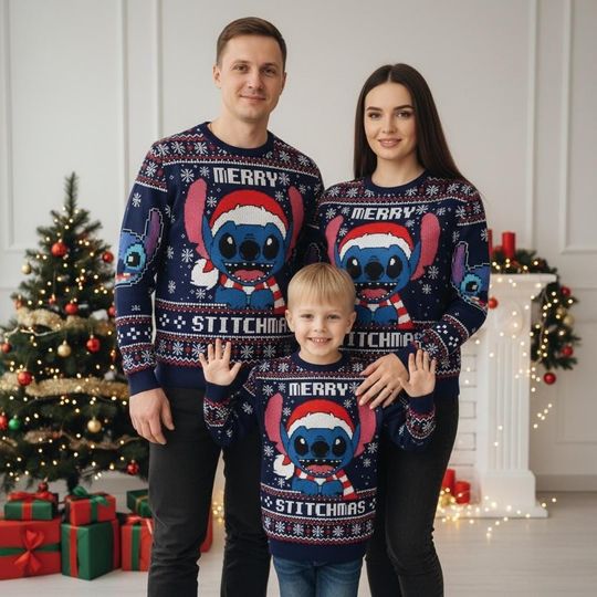 Discover Disney Stitch Ugly Christmas Sweater, Merry Stitchmas Sweater, Disney Xmas Gift For Family, Holiday Sweater Gift