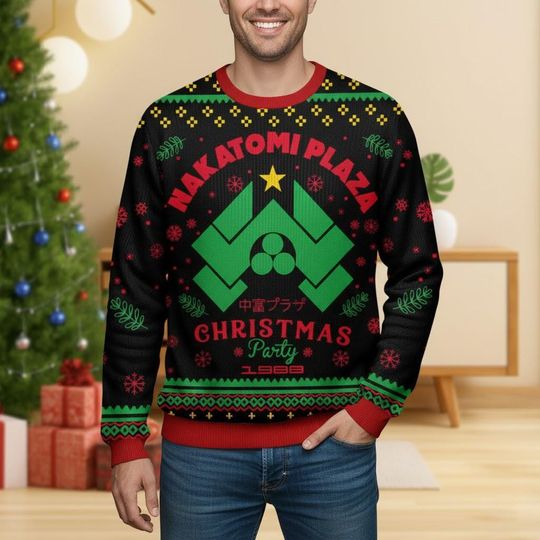 Discover Die Hard Ugly Christmas Sweater, Nakatomi Plaza Xmas Sweater, Christmas Gifts for Men and Women, Funny Holiday Graphic Sweatshirt