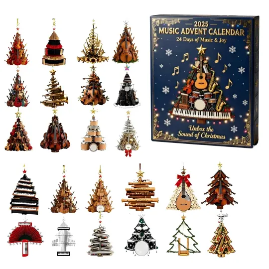Discover 2025 Musical Ornaments Advent Calendar, 24 Days Christmas Countdown Blind Box