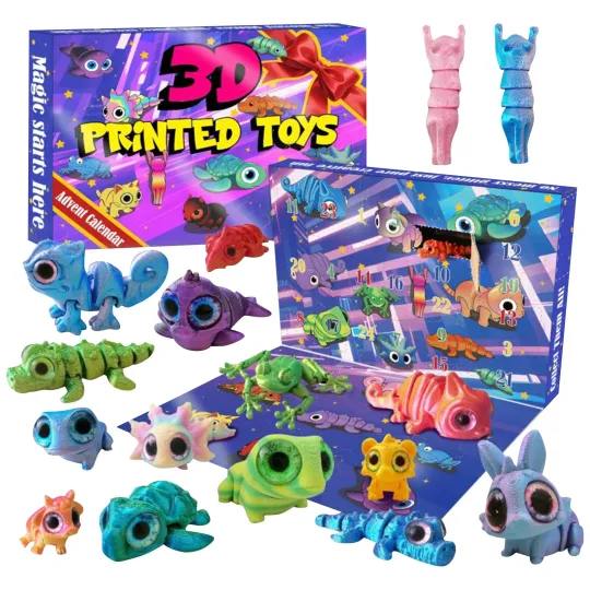 Discover Countdown Printed Animal Toy Advent Calendar – 24 Days of Festive 3D Blind Boxes