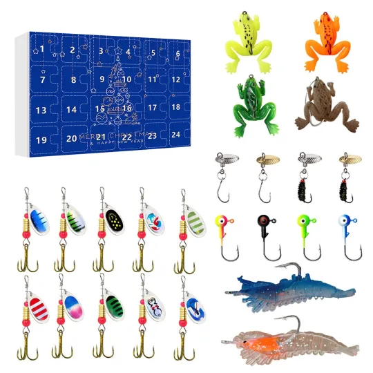 Discover Christmas Countdown Fishing Hook Advent Calendar,24 Day of Festive 3D Blind Box