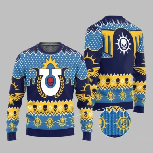 Discover 2025 Christmas Warhammer Ultramarine Iconic Ugly Sweater