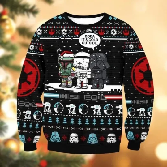 Discover Star Wars Christmas Ugly Sweater, It's Cold Outside Ugly Christmas Sweater, Boba