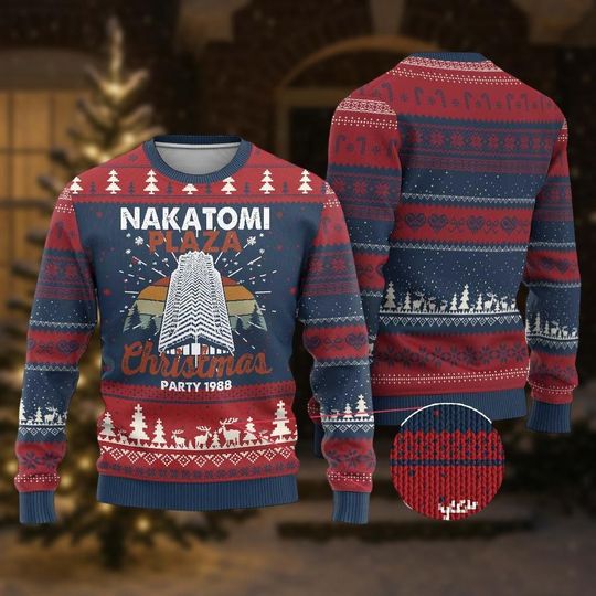 Nakatomi Plaza Ugly Christmas Sweater, Hans Gruber Xmas Sweatshirt, Vintage 90S Movie Shirt, Alan Rickman Holiday Sweater, Xmas Gift