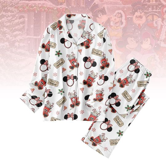 Discover Disney Long Sleeve Pajamas Set, Mickey Christmas Pajamas Family, Minnie Matching Pajamas, Holiday Gift