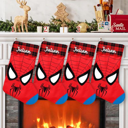 Spiderman Xmas Stocking, Spiderman Movie Christmas Stockings, Superhero Christmas Socks Home Decoration, Custom Name Stockings