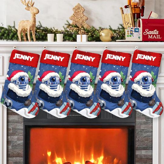 Discover R2-D2 Star Wars Xmas Stocking, Star Wars Christmas Stockings, R2-D2 Robot Christmas Socks Home Decoration, Custom Name Stockings
