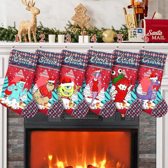 Discover Monsters Inc Characters Xmas Stocking, Monsters Inc Christmas Stockings, Mike James Boo Randall Roz Christmas Socks Home Decoration
