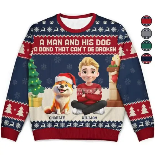 Discover A Man and His Dog Ugly Xmas Sweater, 3D Effect Bond That Can’t Be Broken