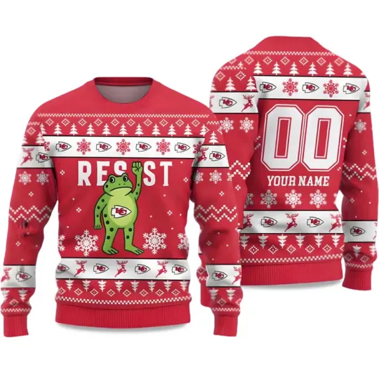 2025 KC Chiefs Portland Frog Resist Ugly Christmas Sweater