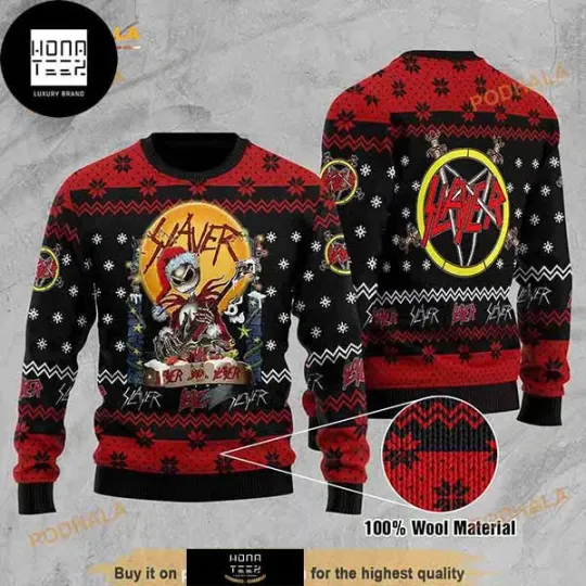 Discover Slayer Jack Skellington Play Guitar 2023 Ugly Christmas Sweater