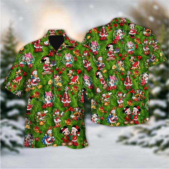 Discover Mickey And Friends Holly Tree Christmas Hawaiian Shirt, Disney Xmas Beach Shirt, Western Hawaii  Aloha Tee, Mickey's Merry Very Christmas