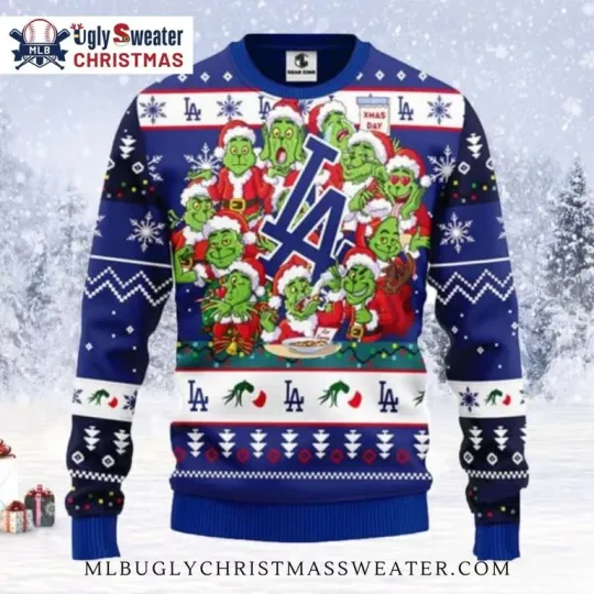 LA Dodgers funny character Family Holiday Ugly Christmas Sweater