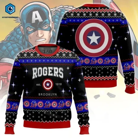 Steve Rogers Christmas Ugly Sweater, Captain America Christmas Sweater, Avengers