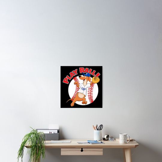 Dodgers Baseball Mascot Dodger Dog Poster