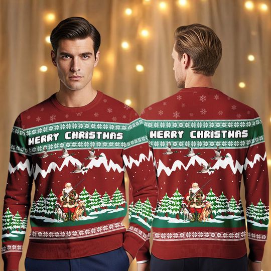 Discover Duck Hunting Merry Christmas Ugly Sweater, Hunting Xmas Sweater, Duck Hunting Season Shirt, Christmas Gift For Men Dad Husband Hunter