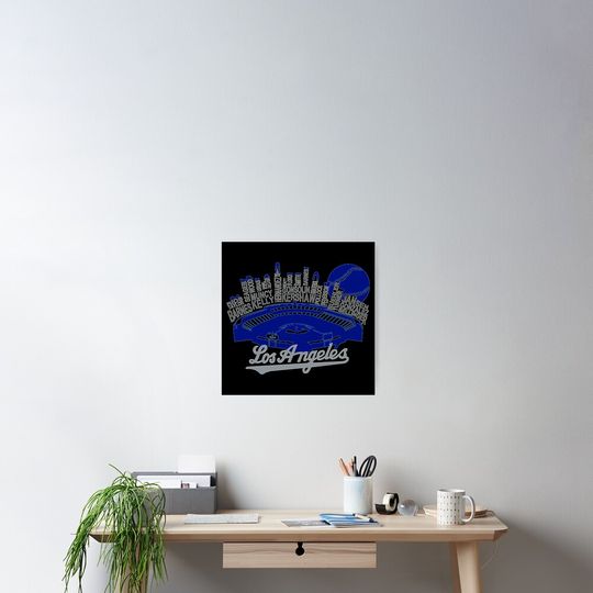 Discover La Pro Baseball Team Skyline Los Angeles Poster