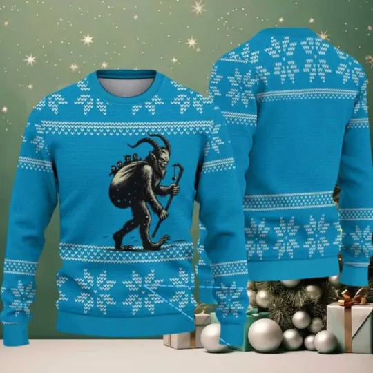 Discover Vintage Krampus Carrying Children Ugly Christmas Sweater