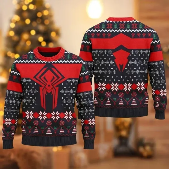 Discover Spider Ugly Christmas Sweater, Superhero Movie Xmas Sweatshirt, Hero Character S
