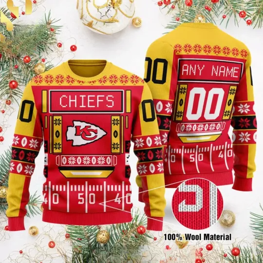Discover XMAS K.C Game Day Scoreboard Ugly Christmas Sweater
