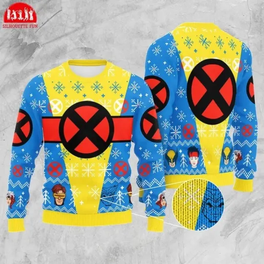 X-Men Ugly Christmas Sweater Shirt, Superhero Xmas Holiday Ugly Sweater, X-Men C