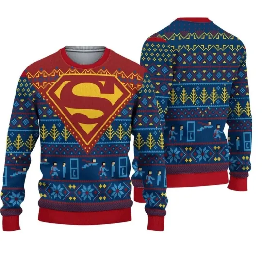 Discover Supermans Ugly Christmas Ugly Sweater, Superhero Ugly Xmas Sweater For Men S-5XL